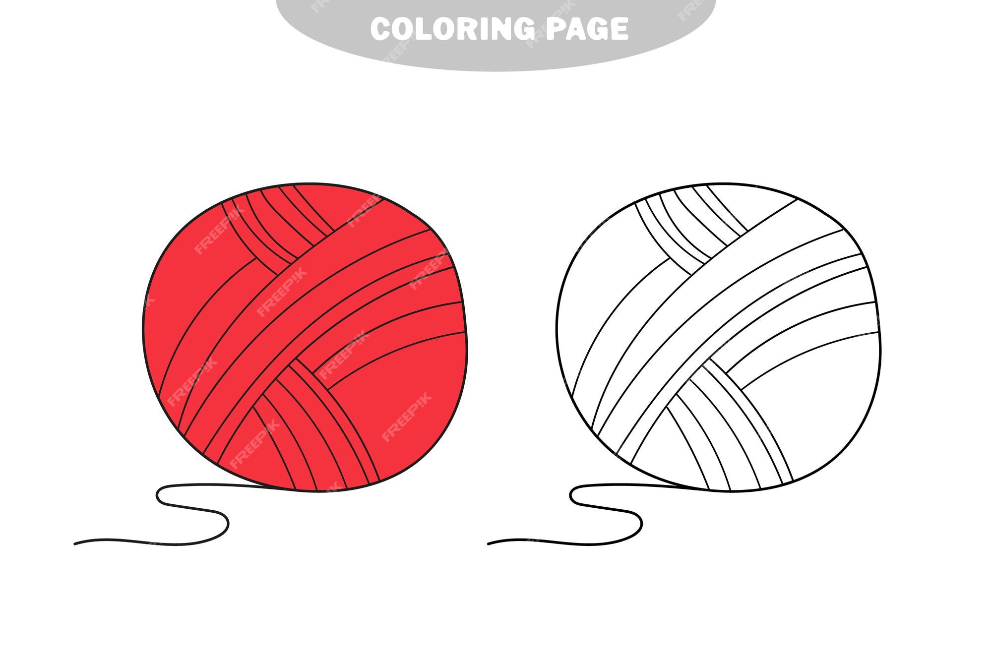 Premium vector simple coloring page cartoon vector outline illustration ball yarn