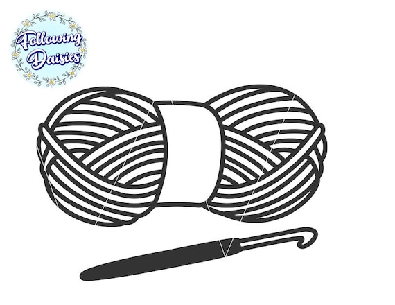 Ball of wool with crochet hook svg ball of yarn crochet hook crafting hobbies svg files for cricut and silhouette paper cut template