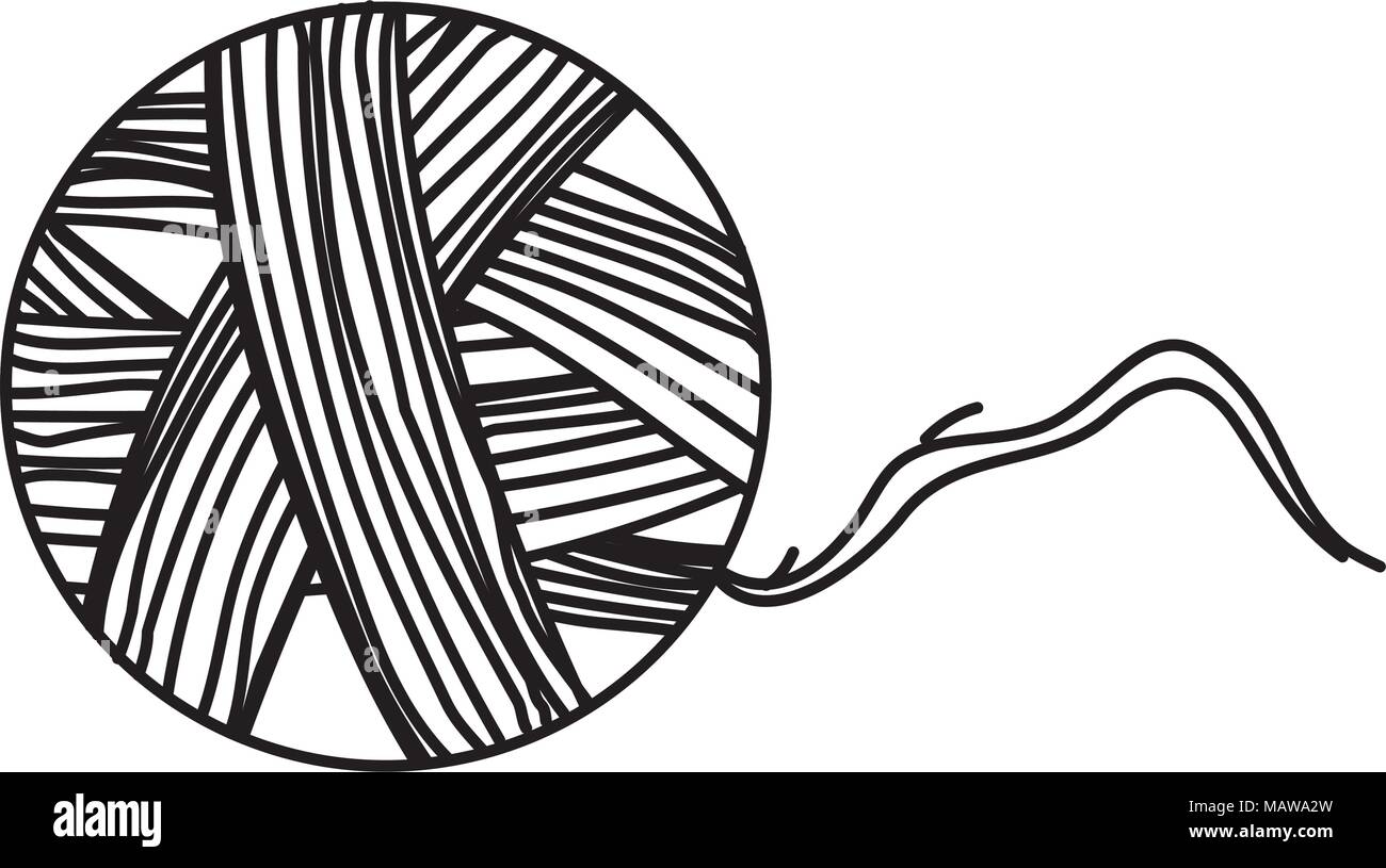 Line wool ball traditional textile object vector illustration stock vector image art