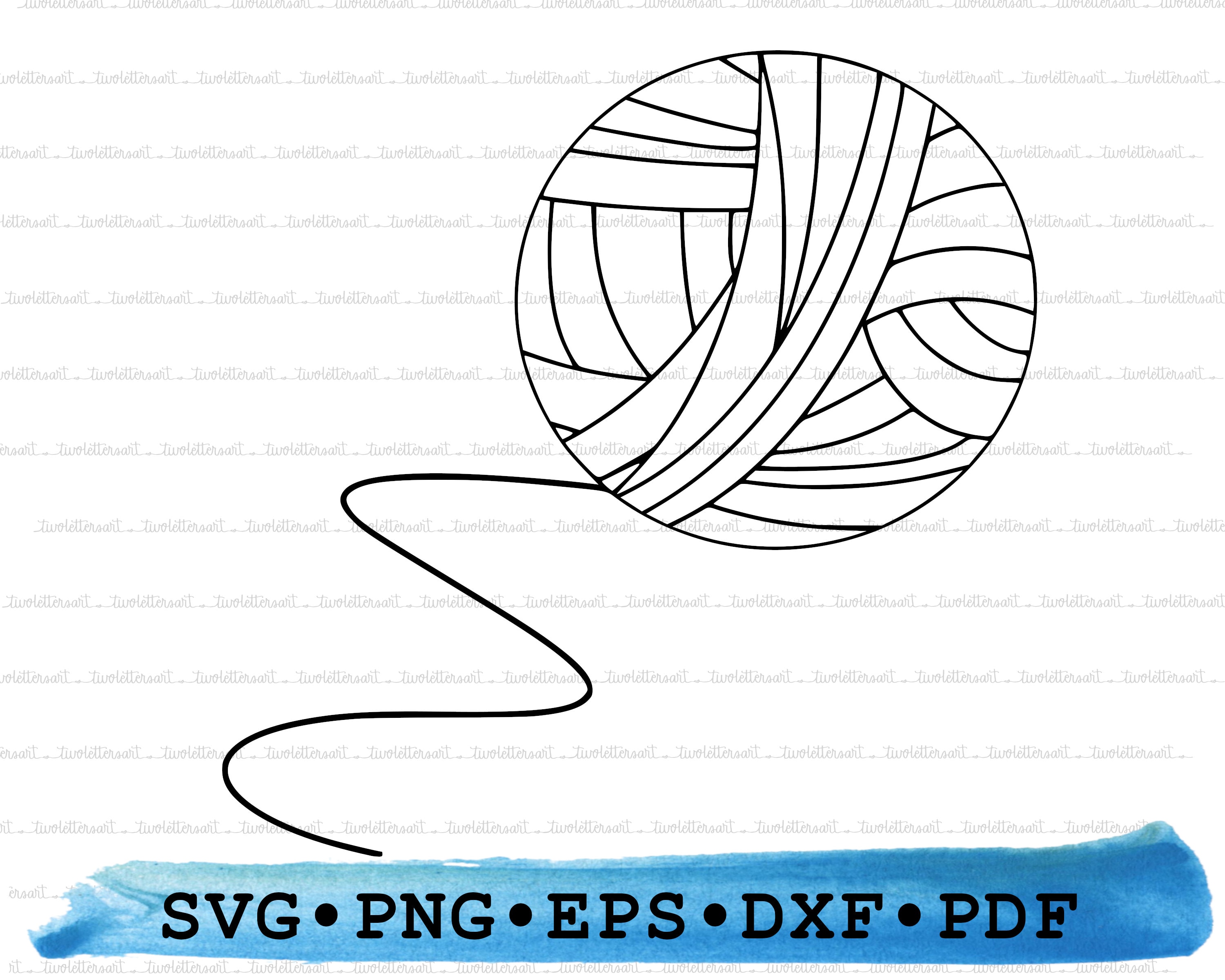 Ball of yarn svg yarn silhouette thread knitting crochet cricut transparent vector dxf eps pdf png clipart printable decor cut file