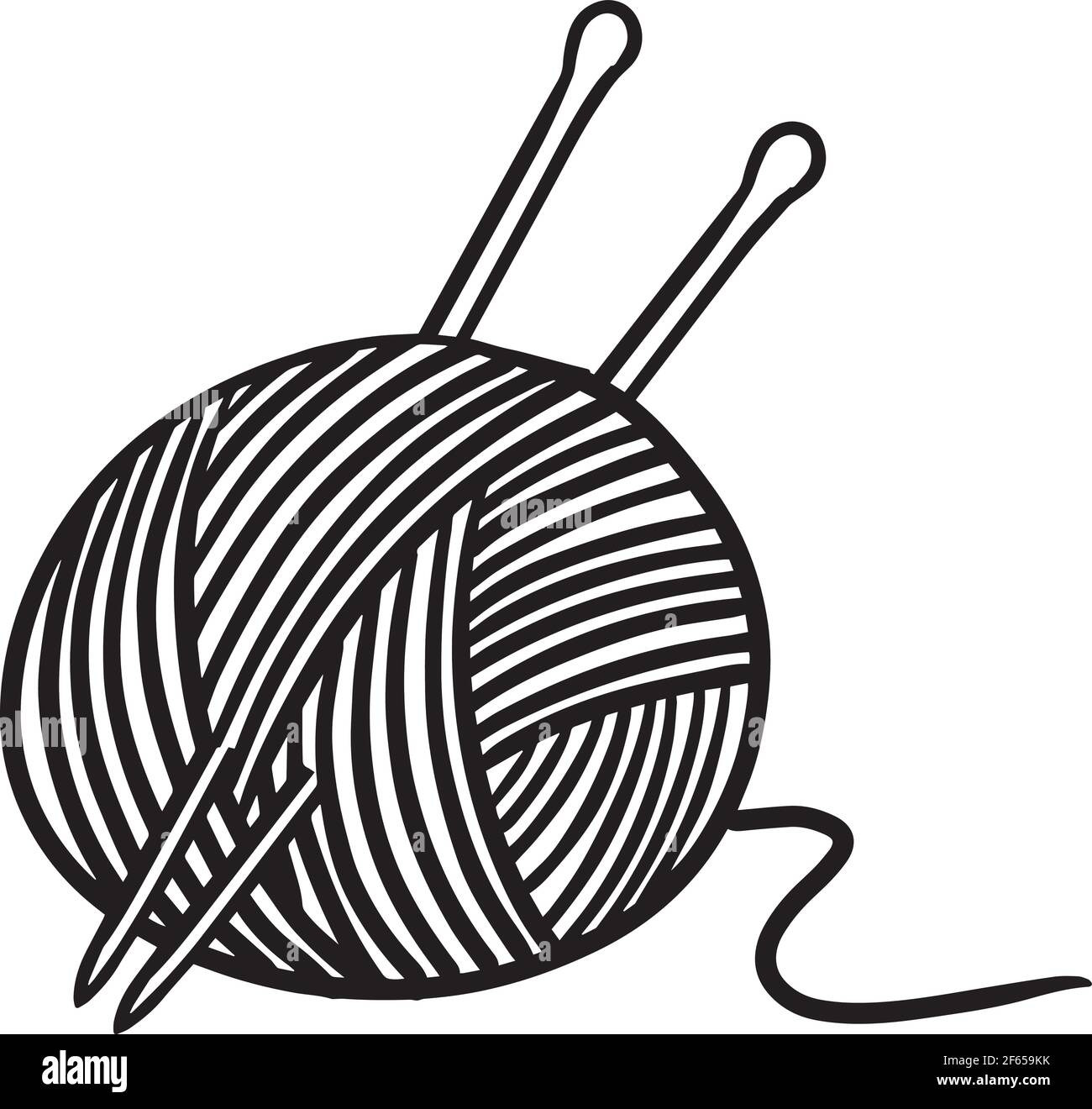 Ball of yarn drawing black and white stock photos images