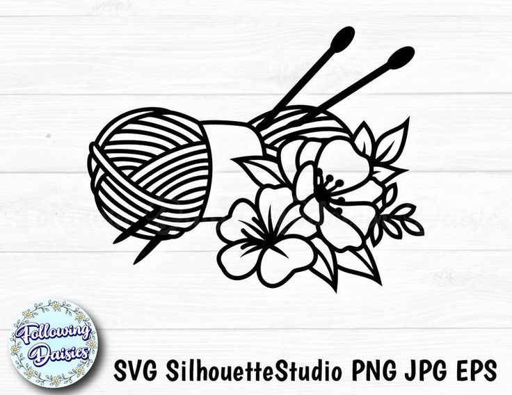 Knitting wool svg ball of wool knitting needle knitter crafting floral hobby svg files for cricut and silhouette paper cut template