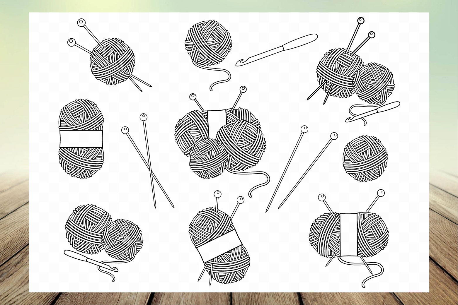 Knitting and crochet vector set