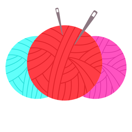 Color yarn balls needles flat icon png svg design for t