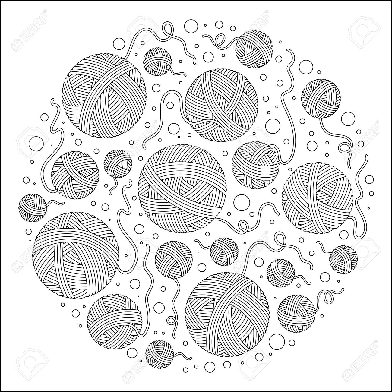 Circle pattern for coloring book hand