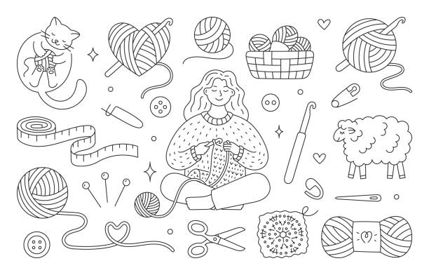Woman crochet stock illustrations royalty