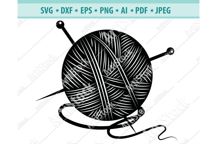 Knitting svg knitting needle svg yarn ball dxf png eps