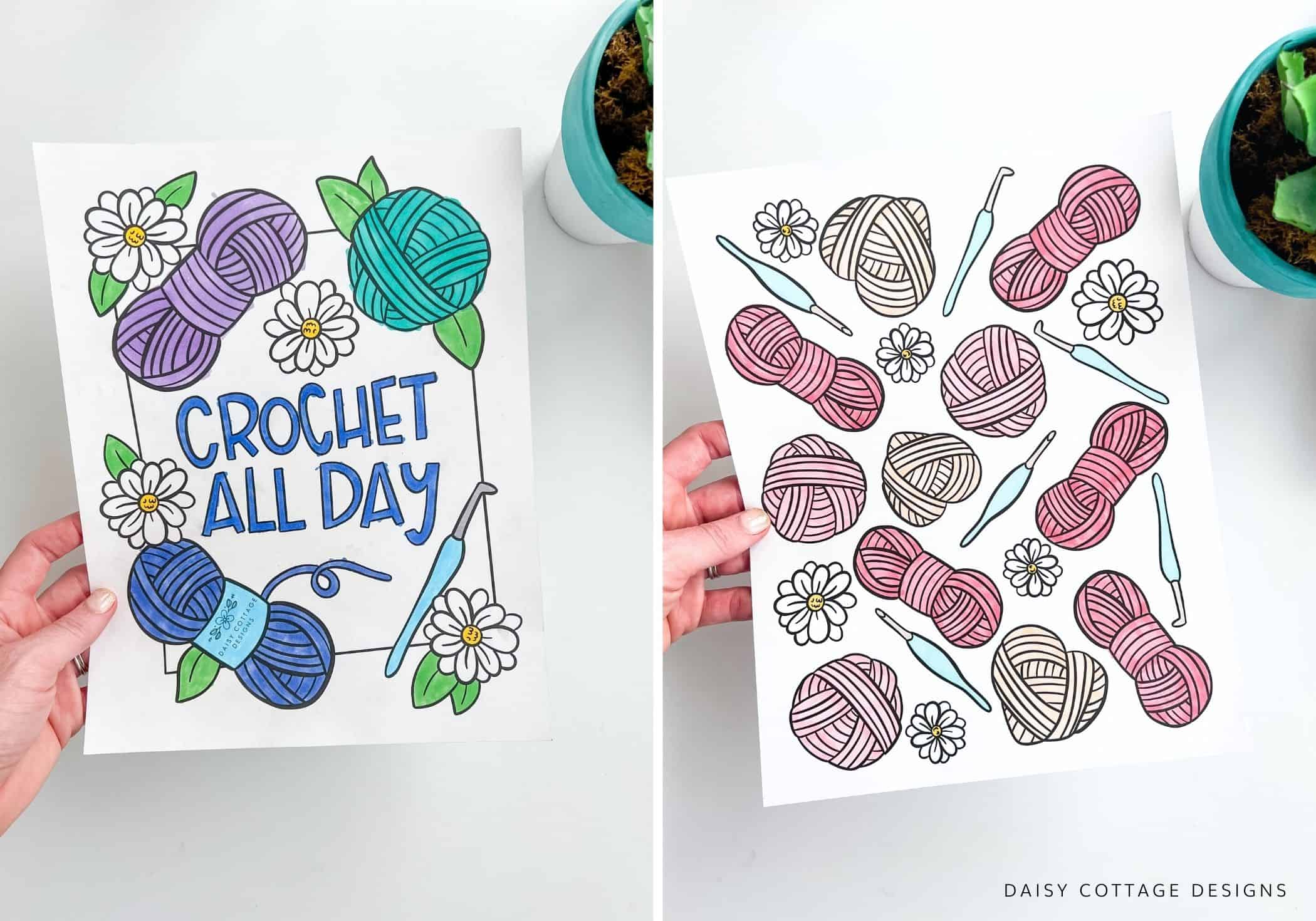 Yarn daisy coloring page free printables