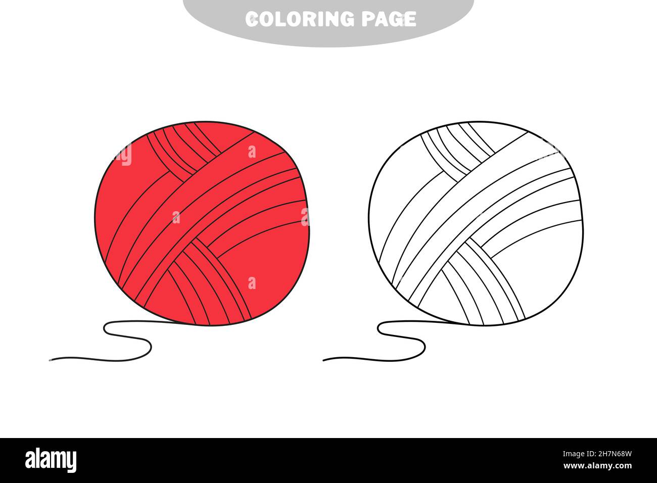 Simple coloring page cartoon vector for kids outline illustration ball yarn on white color and black and white version stock vector image art