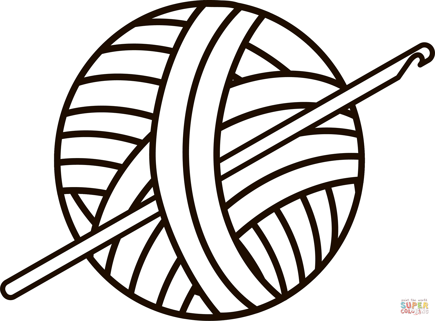 Yarn ball with crochet hook coloring page free printable coloring pages