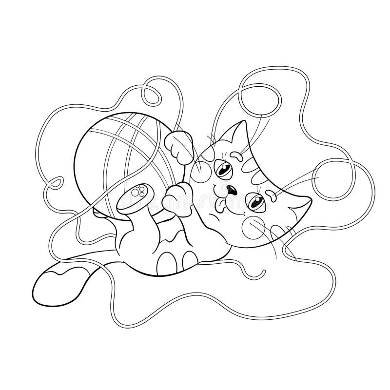 Kitten yarn ball coloring page stock illustrations â kitten yarn ball coloring page stock illustrations vectors clipart