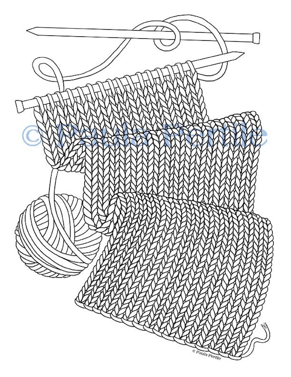 Work in progress coloring page printable coloring page drawing of knitting pdf knitting art download now