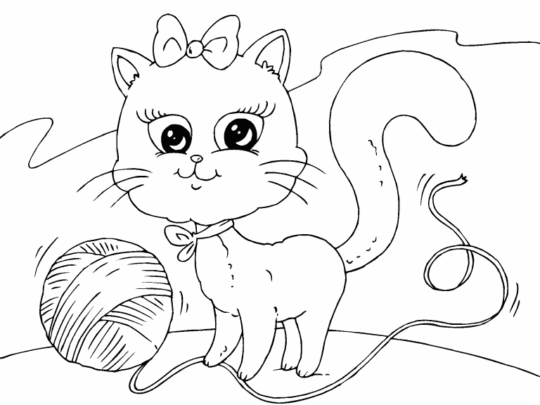 Free coloring page sep kitten and yarn