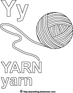 Letter y alphabet coloring page yarn