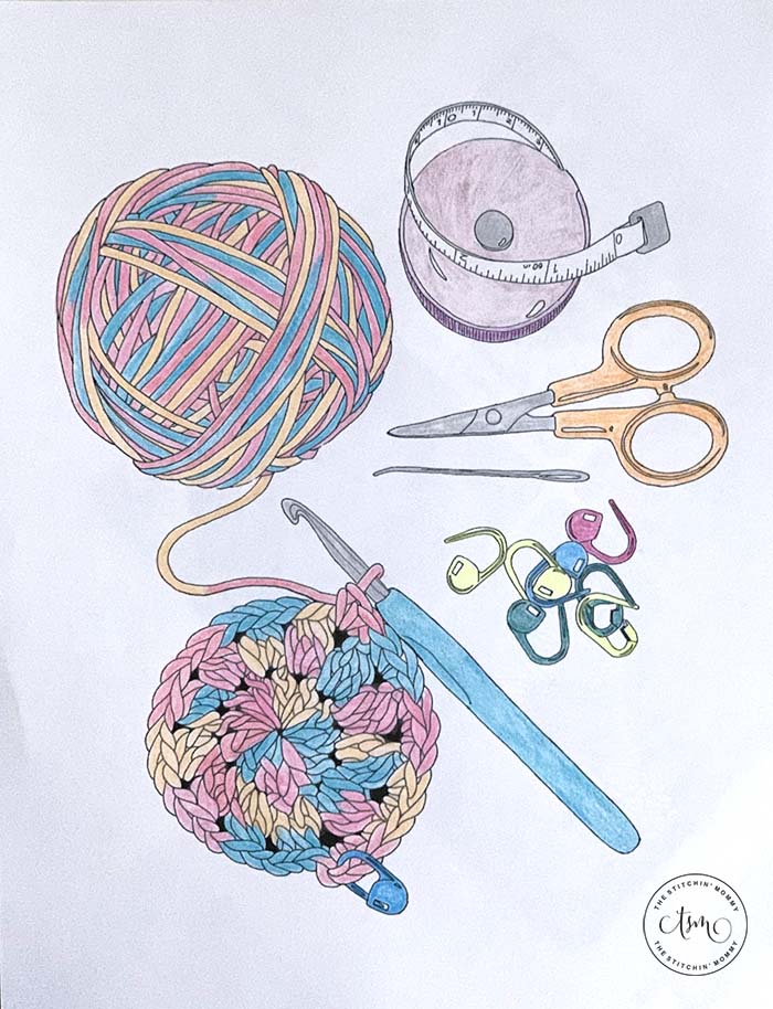 Inspiring crochet coloring pages for adults