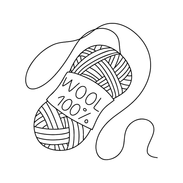 Premium vector wool for hand knitting in hand drawn doodle style vector illustration isolated on white coloring page