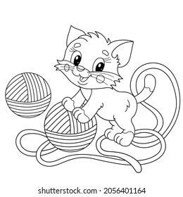 Coloring page outline cartoon little cat stock vector royalty free