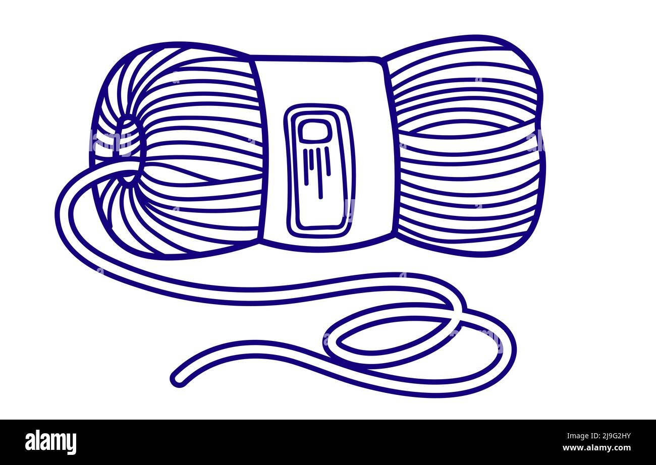 Vector flat illustration for children coloring book in a doodle style skein of yarn for knitting and knitting needles stock vector image art
