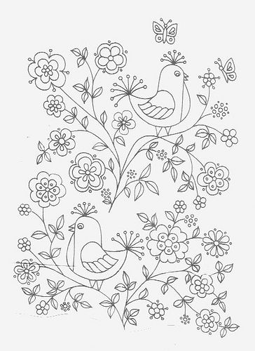 Bird folk embroidery embroidery patterns flower embroidery designs