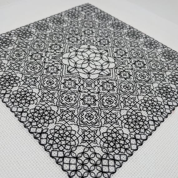Geometry adventures pdf blackwork embroidery chart botanical sampler pdf embroidery pattern by the steady thread