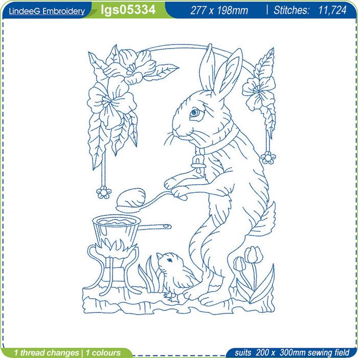 Vintage easter bunny embroidery designs