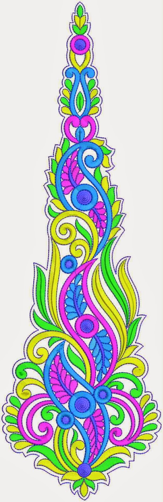 Colorful thread kali appliques embroidery designs