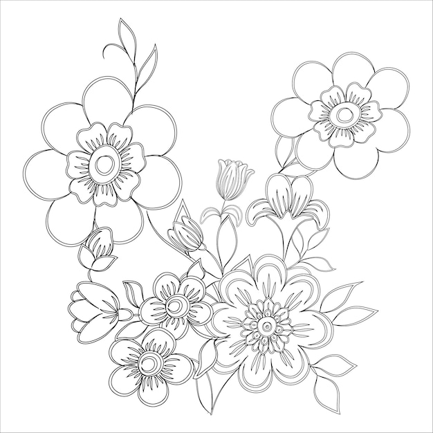 Premium vector hand drawn flower coloring page