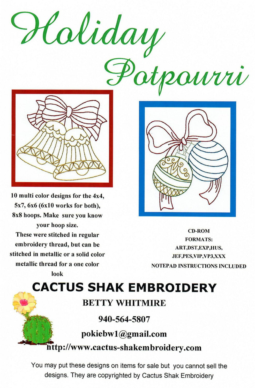 Holiday potpourri machine embroidery cd quilters pattern â quilting books patterns and notions