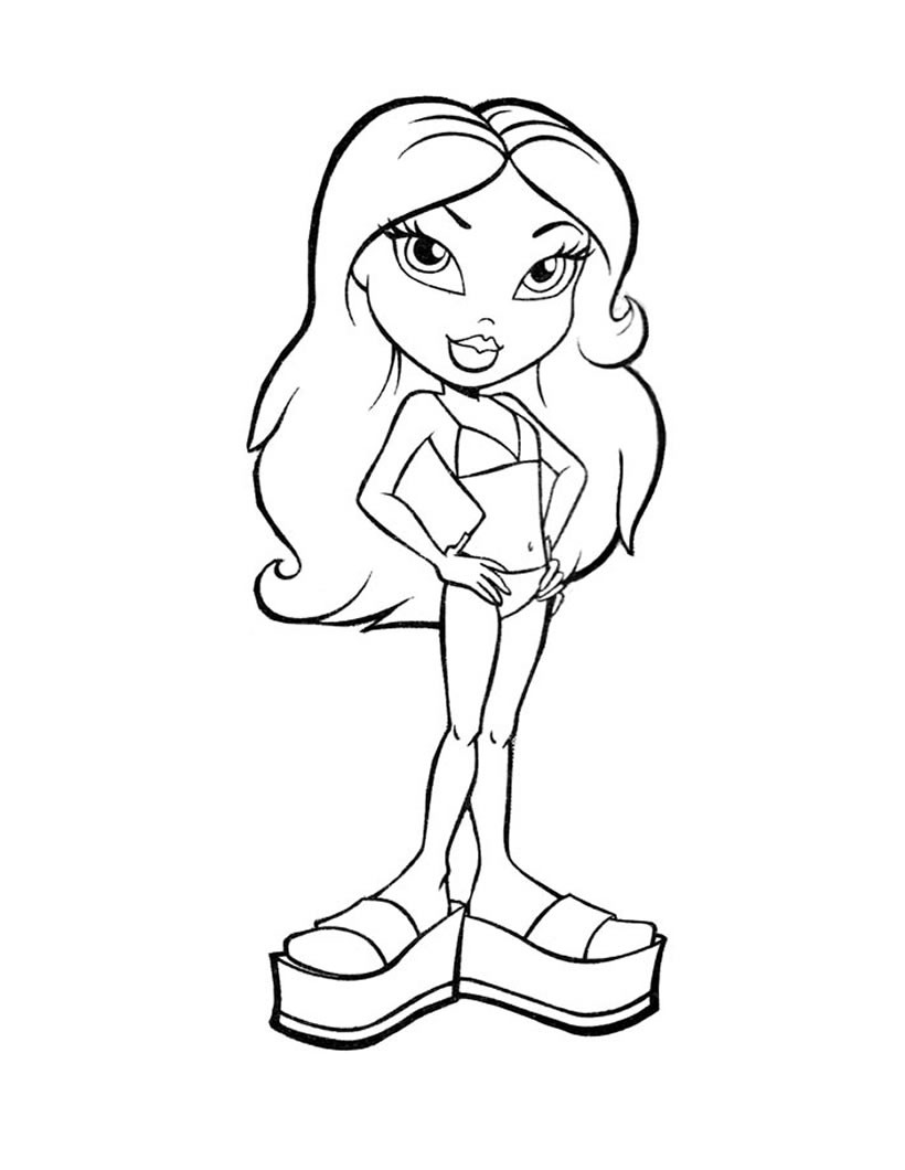 Bratz on the beach coloring pages