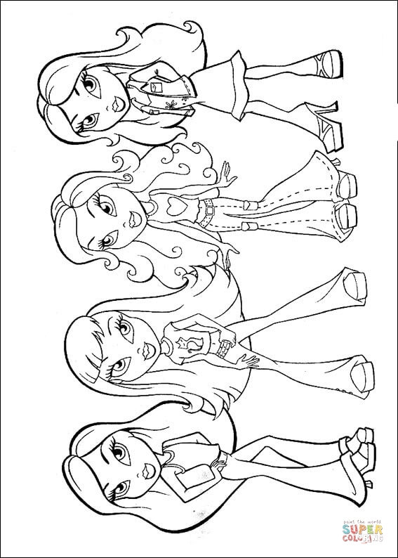 Jade cloe yasmin and sasha coloring page free printable coloring pages