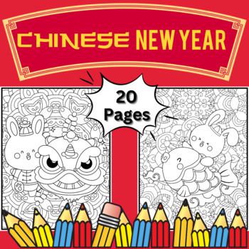 Chinese new year coloring pages rabbit coloring sheets by qetsy