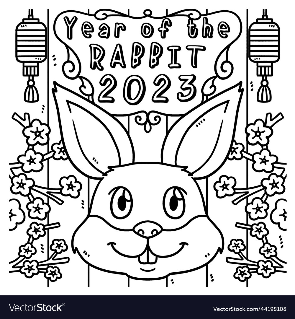 Year of the rabbit coloring page for kids vector image