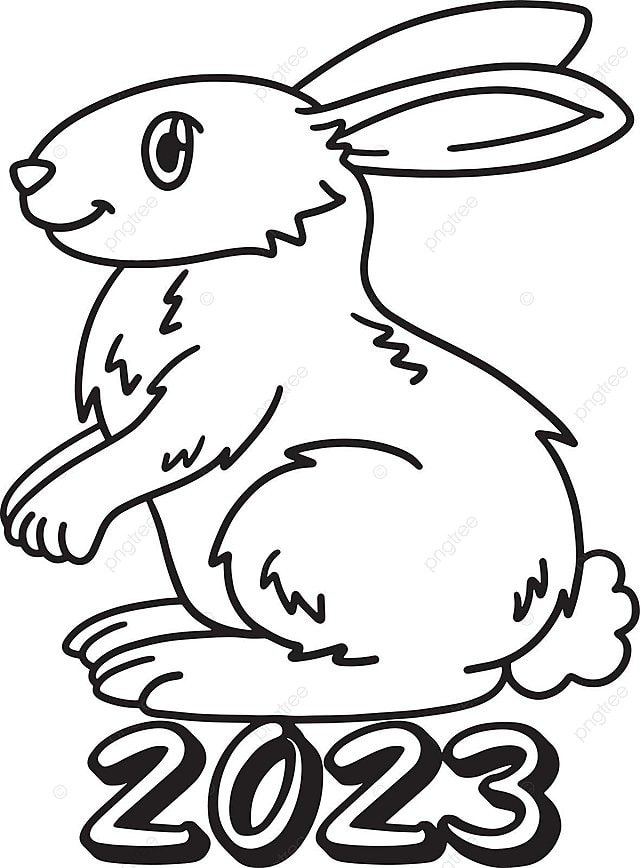Coloring page isolated rabbit illustration for the year vector coloring page toddler graphic png and vector with transparent background for free download