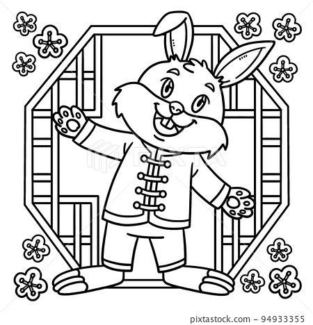 Rabbit chinese outfit year of the rabbit coloring