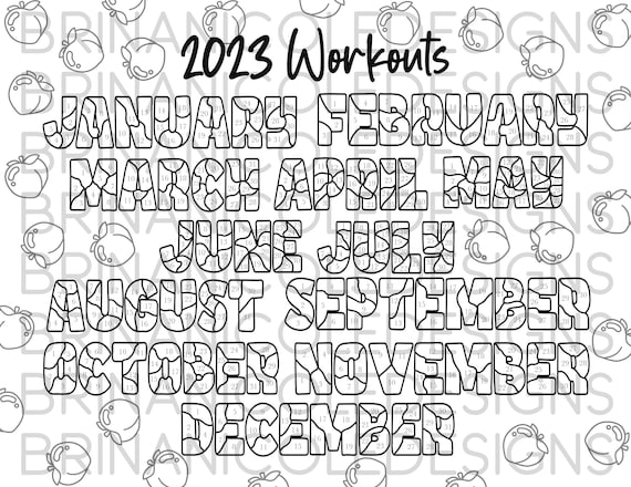 Coloring workout calendar peaches