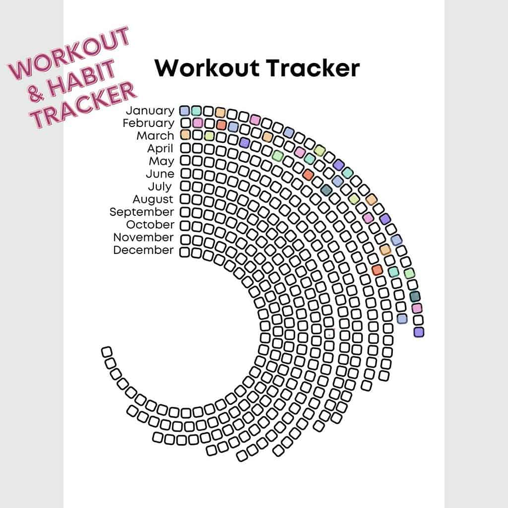 Yearly workout trackers for your bullet journal masha plans