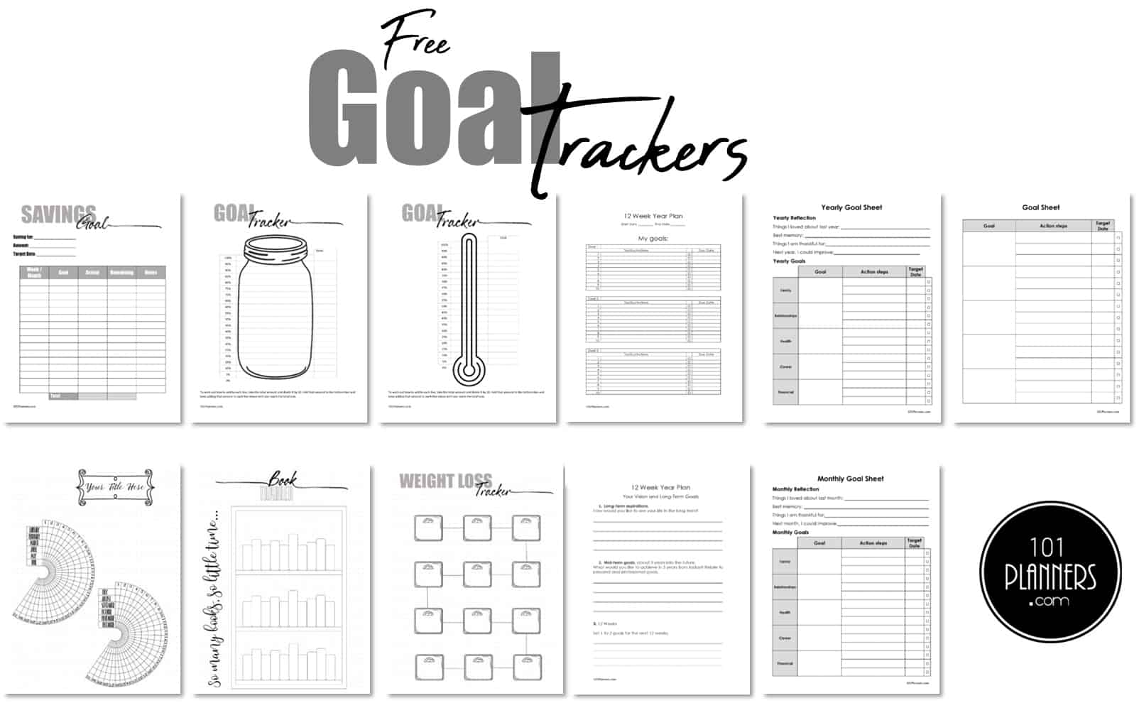 Free printable goal tracker many options and designs