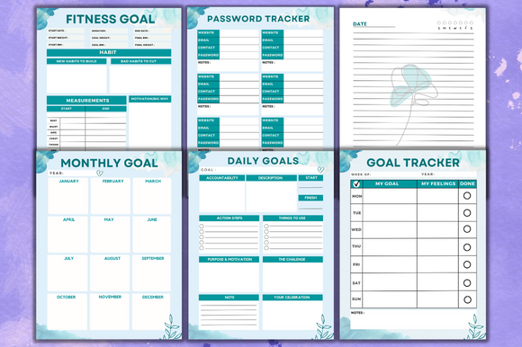 Printable goal planner bundle daily monthly yearly quarterly action fitness made by teachers