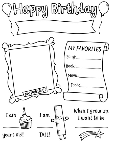 Free happy birthday coloring pages for kids