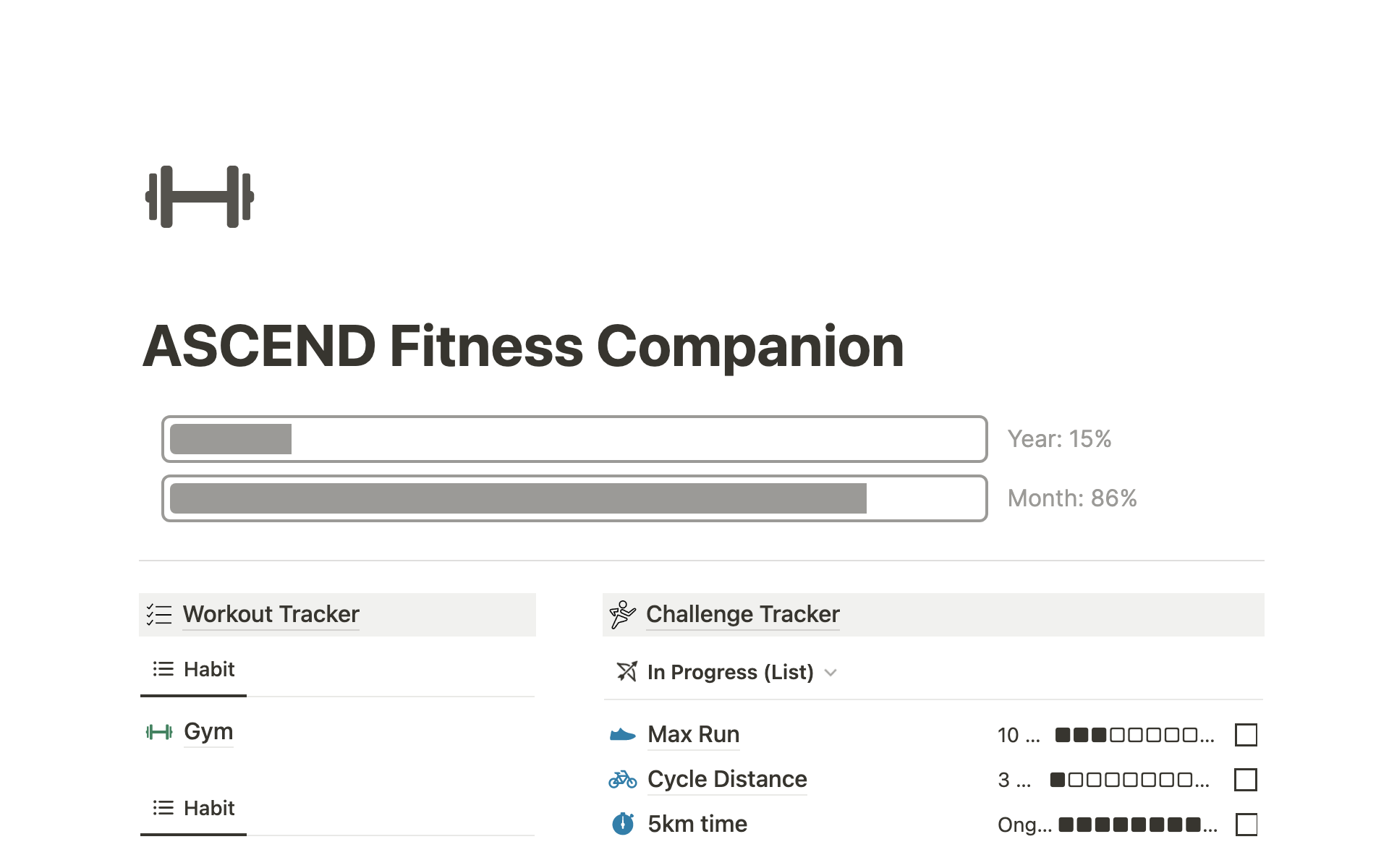 Ascend fitness tracker template