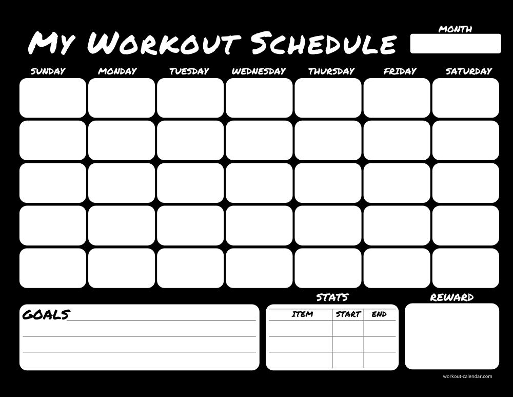 Download print beautiful workout calendars to keep you on track