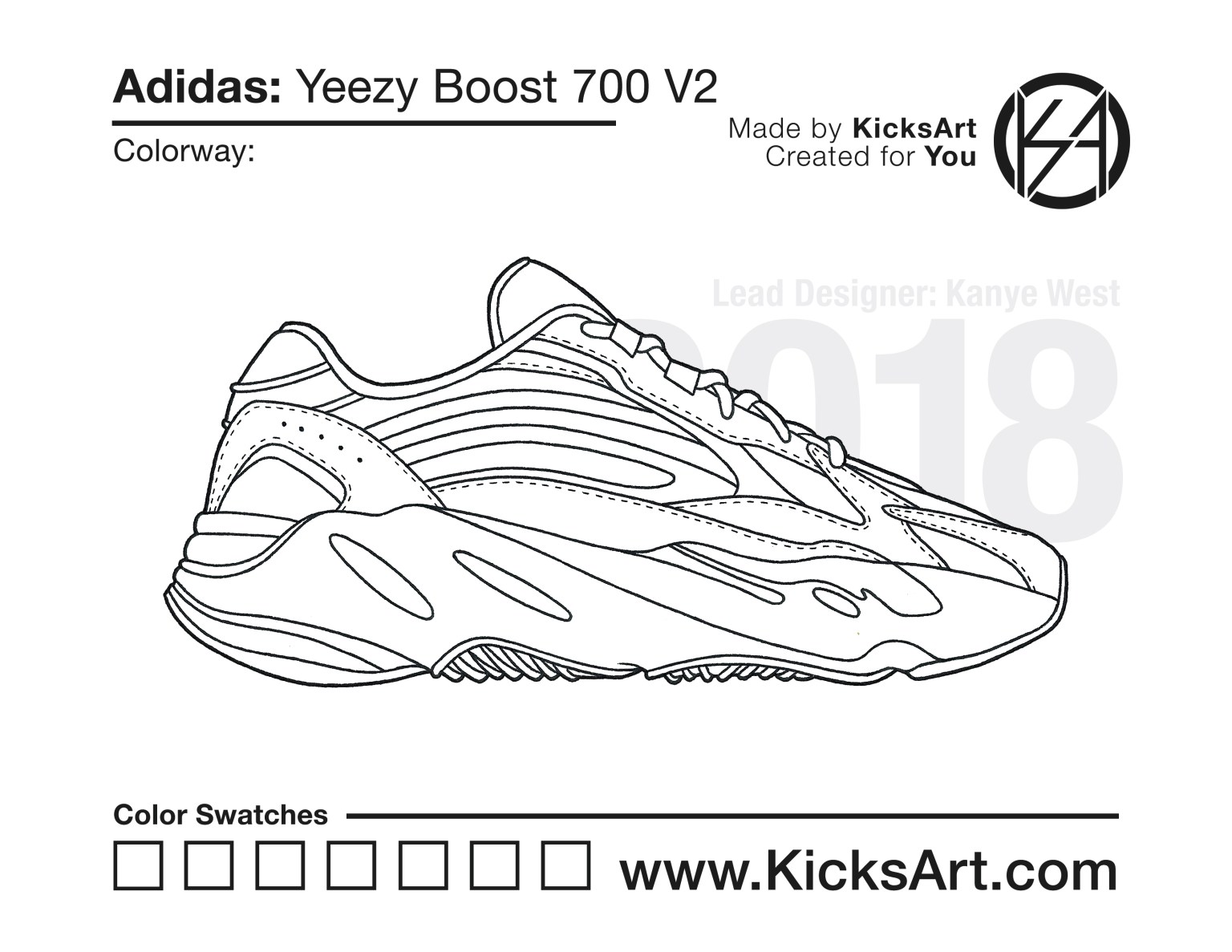 Adidas yeezy boost v sneaker coloring pages