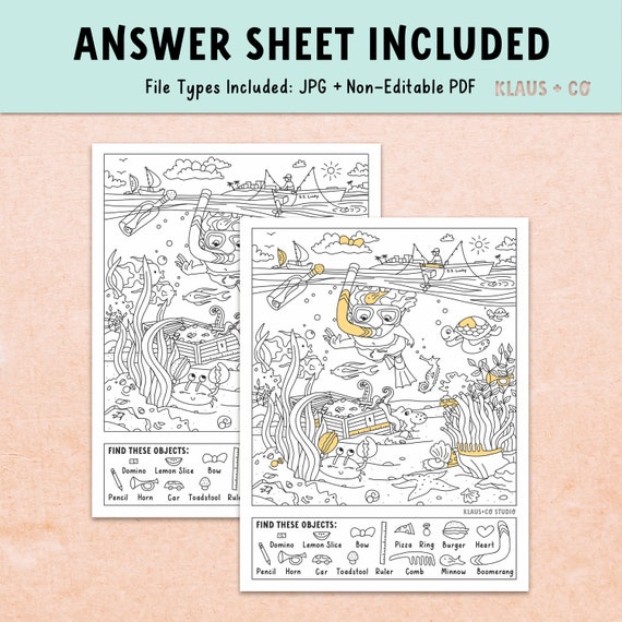 Color and find hidden object coloring page printable activity page download now