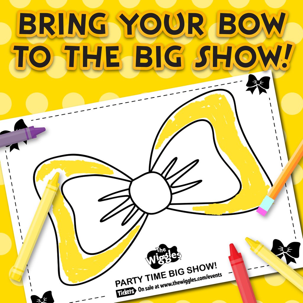 The wiggles on x head to our facebook page for a downloadable colouring in sheet of emmas signature bow just download and print and bring your bow to the big show ðð