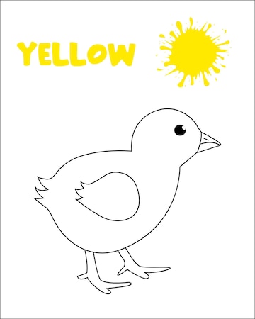 Premium vector yellow color chick coloring page