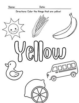 Yellow coloring page by chaoshomeschooling tpt