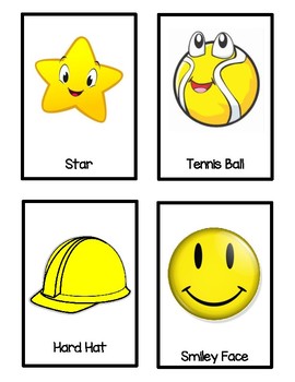 Yellow items flash cards by early childhood resource center tpt