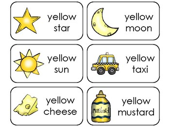 Color yellow printable flashcards preschool