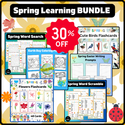 Spring learning bundle flashcards coloring pages word search and more made by teachers