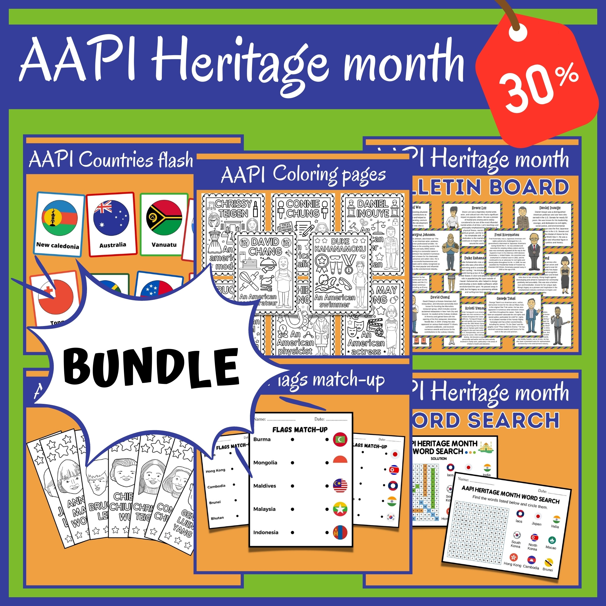 Aapi heritage month bundle coloring pages word search flashcards posters and more made by teachers
